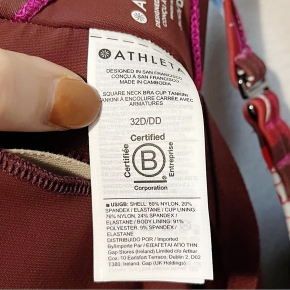 Athleta NEW Square Neck Bra Cup Tankini Swim Top Tropical Floral Print 32D/DD - Picture 11 of 13